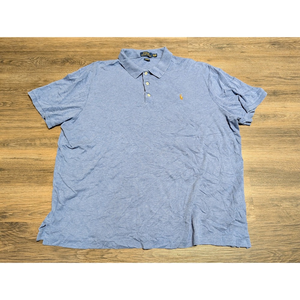 Polo‎ Ralph Lauren Mens XL Classic Fit Heather Blue Jersey Cotton Polo Shirt